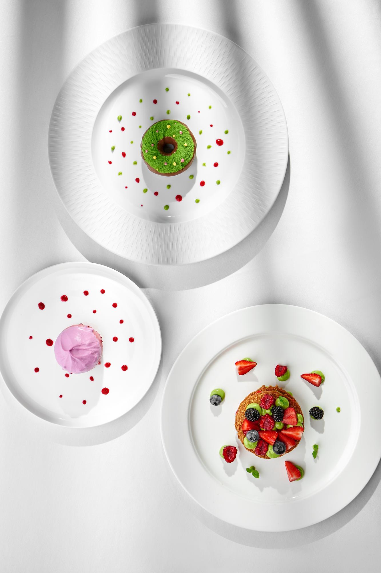 Selection of plated dishes in workshop